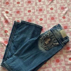 Miss Me Blue Flare Jeans with Embellished Pocket